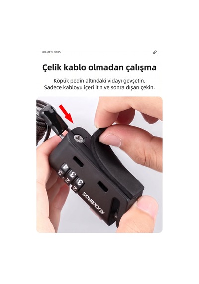 1.5m Taşınabilir Kombinasyonlu Kask Kilidi