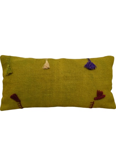 Zehra Abla Halı Yeni El Dokuma Dekoratif Lumbar Kilim Kırlent Yastık Kılıfı 6858 Çok Renkli