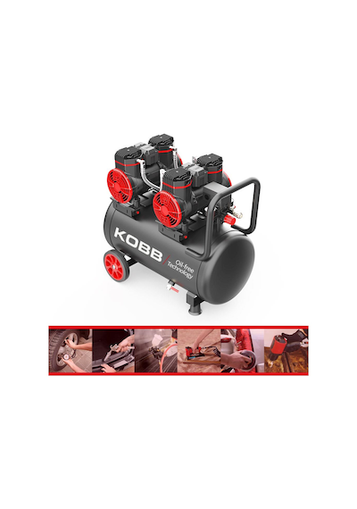 Kobb Kbk50s2 4.0hp 50lt 8bar Çift Motorlu Yağsız Sessiz Taşınabilir Hava Kompresörü