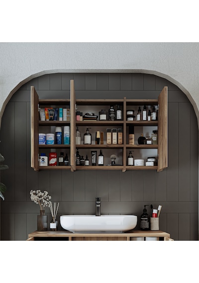 Banyo Dolabı Kulpsuz 3 Kapaklı Mdf 105 Cm Aynalı Banyo Dolabı Atl Atlantik Çam Banyo Dolabı Kulpsuz 3 Kapaklı Mdf 105 Cm Aynalı Banyo Dolabı Atl Atlantik Çam