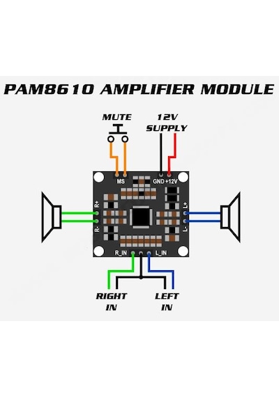 2X15W Amplifikatör Devresi 15W Stereo Pam8610 Anfi - Amfi Ses Yük