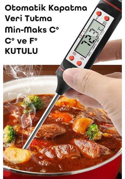 Dijital Gıda Termometresi Sıvı Gıda Et Su Süt Yiyecek Sıcaklık Ölçer Mutfak Için Gıda Termometre 027