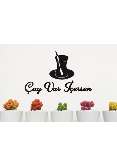 Çay Var Içersen Duvar Tablosu Dekoratif Ahşap Duvar Yazısı