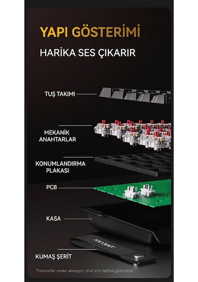 Nk68v2 Hot Swap Kablolu Mekanik Oyun Klavyesi- Red Switch-bilek Askılı