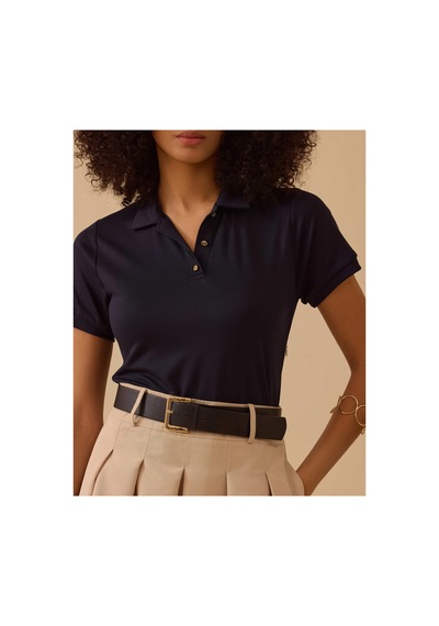 Seçil Polo Yaka Çift Parça Görünümlü Pileli Elbise Lacivert - 845624956 Lacivert