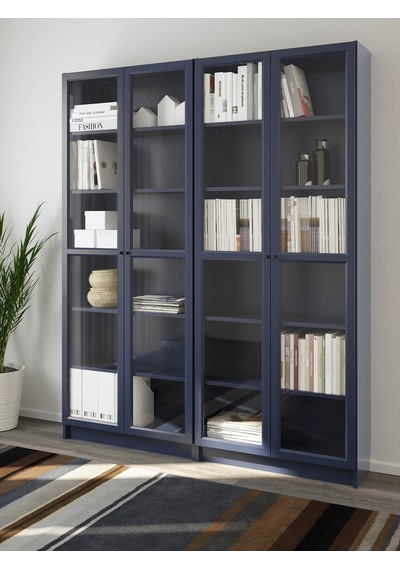 Cam Kapaklı Kitaplık, Koyu Mavi, 160x30x202 Cm, 4 Kapaklı Abanoz Cam Kapaklı Kitaplık, Koyu Mavi, 160x30x202 Cm, 4 Kapaklı Abanoz