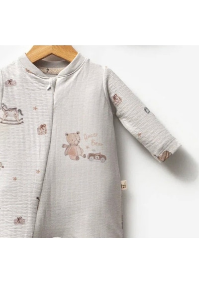 Bubbless Racer Bear Erkek Bebek Fermuarlı Tulum Gri