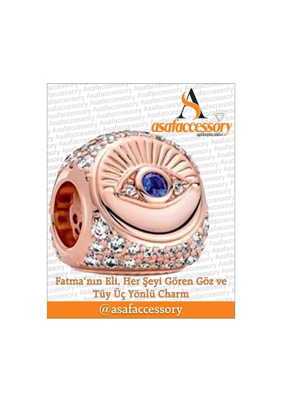 Üç Yönlü Bronz Charm Göz El Ve Buğday Gümüş Kaplama