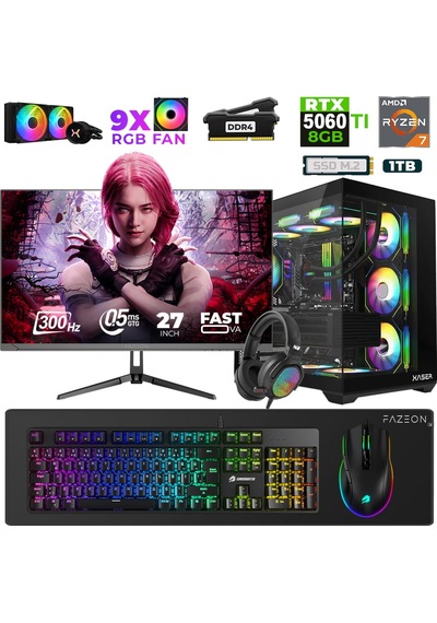Xaser Star X110 R7-5700X 32 GB 1 TB M.2 NVMe SSD 8 GB RTX5060Ti 27" Free Dos Dizüstü Bilgisayar