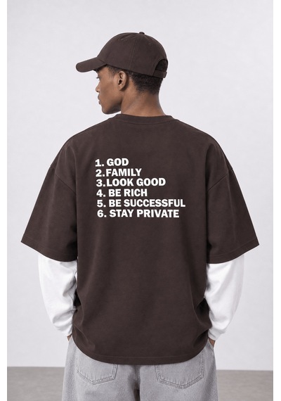 Respire Erkek Double Sleeve Oversize Sweatshirt Kahve