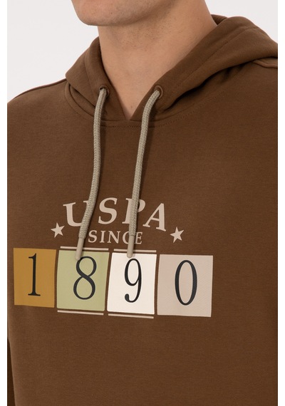 U.S. Polo Assn. Erkek Regular Fit Kapüşonlu Haki Sweatshirt 50316364-VR027