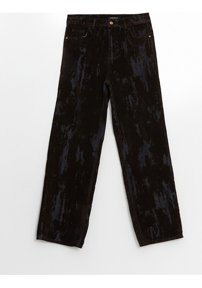 Lcw Jeans Kahverengi Straight Fit Batik Desenli Kadın Jean Pantolon