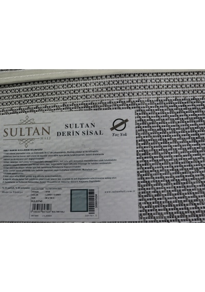 Derin Sisal Gri Bordürlü Açık Gri Jüt Sisal Dekoratif Kaymaz Taban Yıkanabilir Halı St08-1046 Renkli