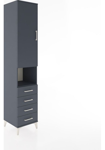 Hyperion Dolap 3 Raflı 4 Çekmeceli Tek Askılı 44x44x221 Antra... Antrasit