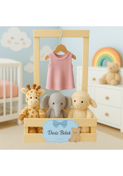 Ahşap Yenidoğan Kasası & Baby Shower & Ahşap Hediye Kasası