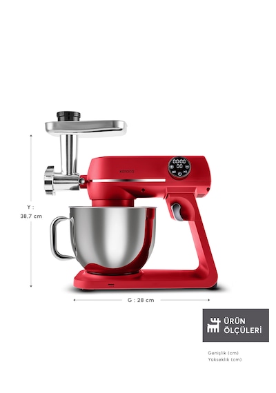 Karaca Multichef Artisan Kıyma Çekme/ Sucuk-sosis/içli Köfte Aparatlı Digital Ekran Tam Döküm Kıyma Aparatlı Hamur Yoğurma Makinesi Red 7l Pro Artisan Karaca Multichef Artisan Kıyma Çekme/ Sucuk-sosis/içli Köfte Aparatlı Digital Ekran Tam Döküm Kıyma Aparatlı Hamur Yoğurma Makinesi Red 7l Pro Artisan