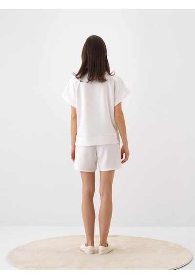 Xint Beyaz Modal Karışımlı Oversize Şort 470476