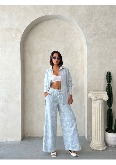 Verymoda Süzüne Nakışlı Pantolon F1927 Mavi