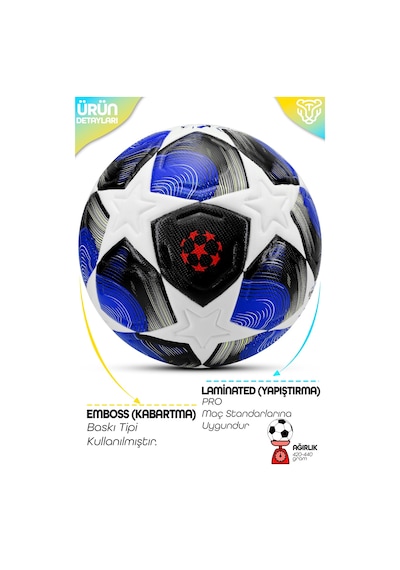 Pro-serisi Futbol Topu Şampiyonlar Ligi Lazer Kesim Pompa Dahil Halı Saha Maç Futbol Topu Mavi 520