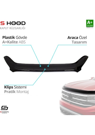 S-dizayn Ford Custom Abs Plastik Kaput Rüzgarlığı 2018 Üzeri A+kalite
