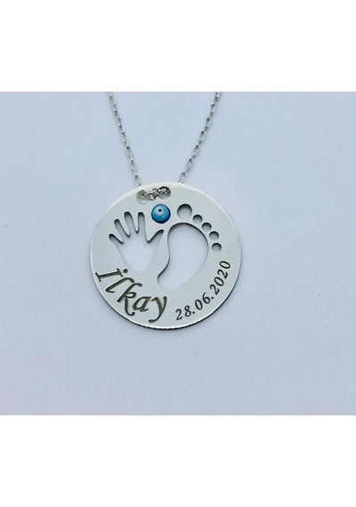 Gümüş Plakalı Bebek Kolye 452989702