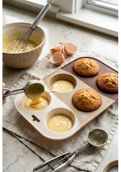 Kahve Rengi 6 Lı Silikon Kek Ve Çikolata Kalıbı & Muffin Kabı Pişirme Gereci 16x25 Cm Çr