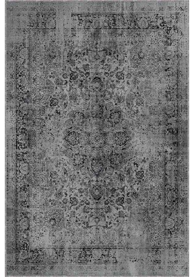 Gri Vintage Kaymaz Tabanlı Makinede Yıkanabilir Halı Rv277n11