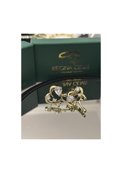 Golden Heart Bloom Crystal Küpe Altın