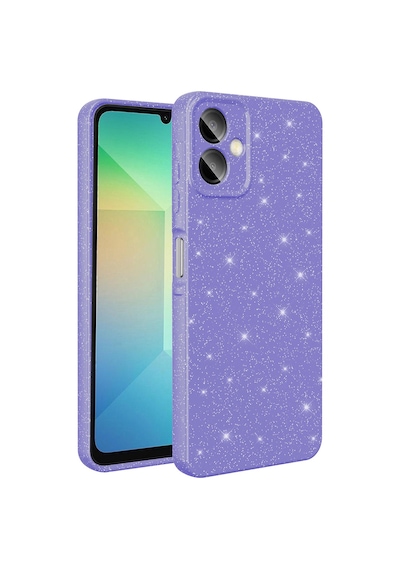 Zore Samsung Galaxy Uyumlu A07 Kılıf Kamera Korumalı Simli Lüks Omsy Koton Kapak - Mor