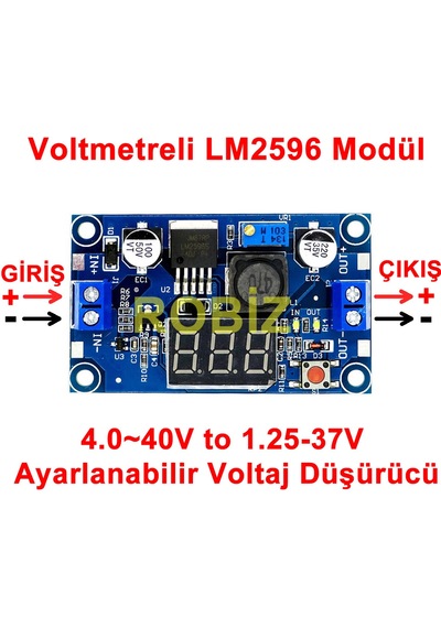 Alkatronik-Voltmetreli Lm2596 Ayarlanabilir 3A Güç Kaynağı Voltaj Düşürür