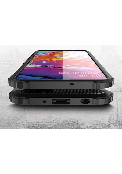 Noktaks - Samsung Galaxy Uyumlu A51 - Kılıf Çift Katman Zırh Tank Crash Military Kapak - Mavi