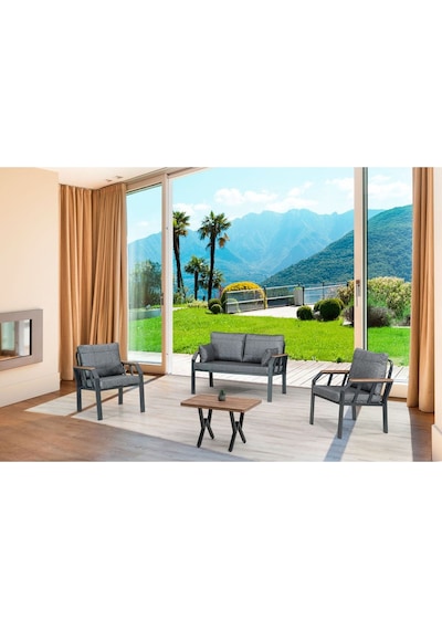 Tu Tienda 2 1 1 Sehpa Demonte Bahçe Balkon Mobilyası,koyu Gri Zahaviy