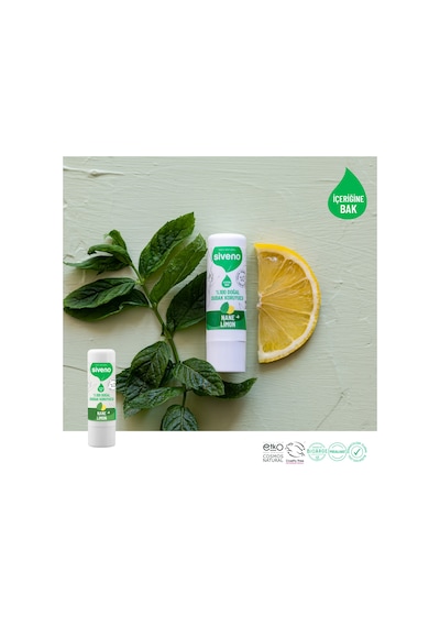 Siveno %100 Doğal Dudak Koruyucu Nane & Limon Bitkisel Lip Balm Krem Nemlendirici Parlatıcı Onarıcı 6 G