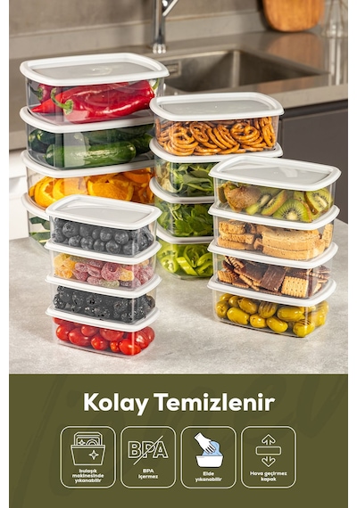 Vienev 24lü Hava Geçirmez Saklama Kabı Seti Gri 24lü 6x 250-500-750-1200 ML Gri