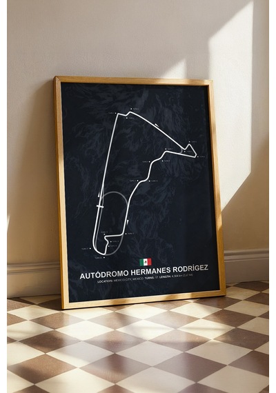 Autódromo H. Rodríguez F1 Pisti Ahşap Çerçeveli Tablo Meksika Gp Poster Ahşap 01