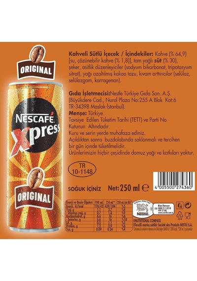 Nescafe Xpress Original Soğuk Kahve - 12 Adet 250 Ml Diğer