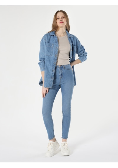 Colin's 760 Diana Yüksek Bel Dar Paça Süper Slim Fit Mavi Kadın Jean Pantolon CL1048828_Q1.V1_DN04470 Mavi
