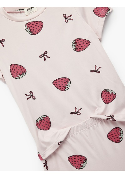 Koton Çilek Baskılı Kısa Kollu Pijama Takımı Pembe Desenli 5slk40199mk Pembe Desenli