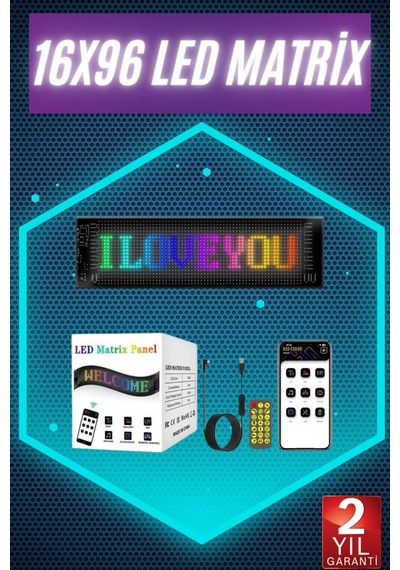 Hubrendy Tekno Digital Araba Yazısı Ekran Matrix En Büyük Boy 16x96 Matrix Led Panel