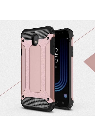 Noktaks - Galaxy J3 Pro Uyumlu - Kılıf Çift Katman Zırh Tank Crash Military Kapak - Rose Gold Rose Gold