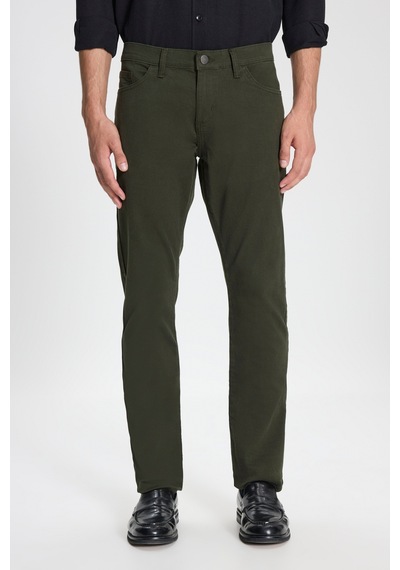 George Henry Pamuklu Slim Fit Dar Kesim 5 Cepli Esnek Chino Pantolon Haki