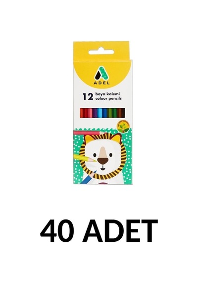 40 Adet Kuru Boya Kalemi 12 Renk Tam Boy Karışık