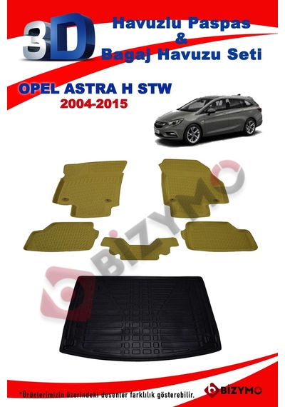 Opel Astra H Stw 2004-15 Bej Havuzlu Paspas ve Bagaj Seti Bizymo Bej