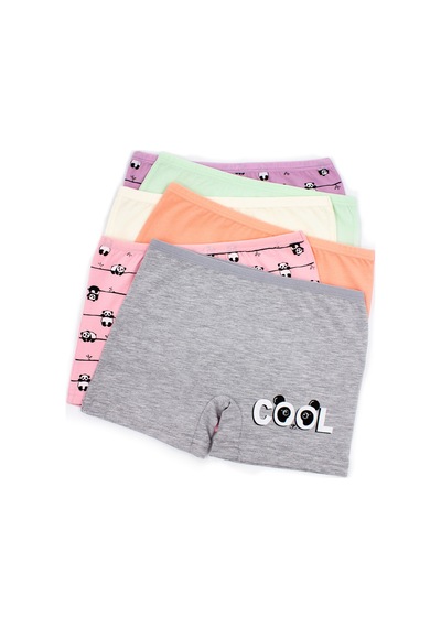 Öts Kız Çocuk 6 Lı Pamuklu Boxer Baskılı Premium Günlük Kullanım 8712-6 Renkli