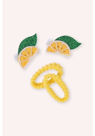 Panço Kız Çocuk Limon Fügürlü Sarı Toka Seti 2512GK09027