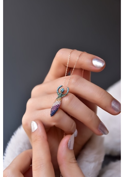 Papatya Silver 925 Ayar Gümüş Rose Kaplama Zirkon Renkli Taşlı Artemis Kolye