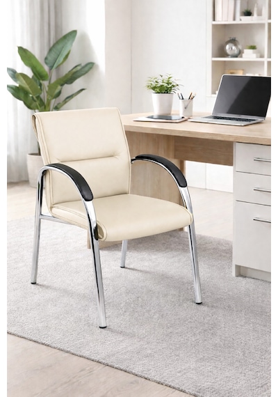 Ofis Misafir Bekleme Koltuğu Büro Sandalyesi Büro Koltuğu Krem