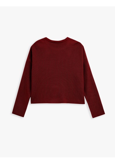 Koton Uzun Kollu Bisiklet Yaka Basic Triko Kazak Bordo 6wal90048ht Bordo
