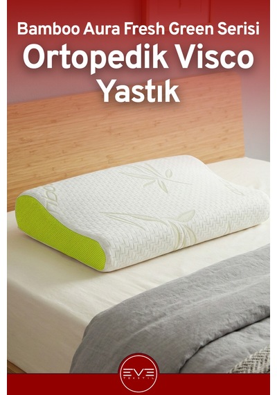 Bamboo Aura Fresh Green Ortopedik Visco Yastık 60x40x10 Cm Yeşil
