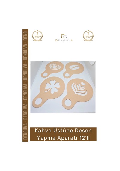 Kahvedeseni Seti Barista Latte Art Stencil 3d Baskı Takımı Kahve Üstüne Desen Yapma Aparatı 12'li Çok Renkli